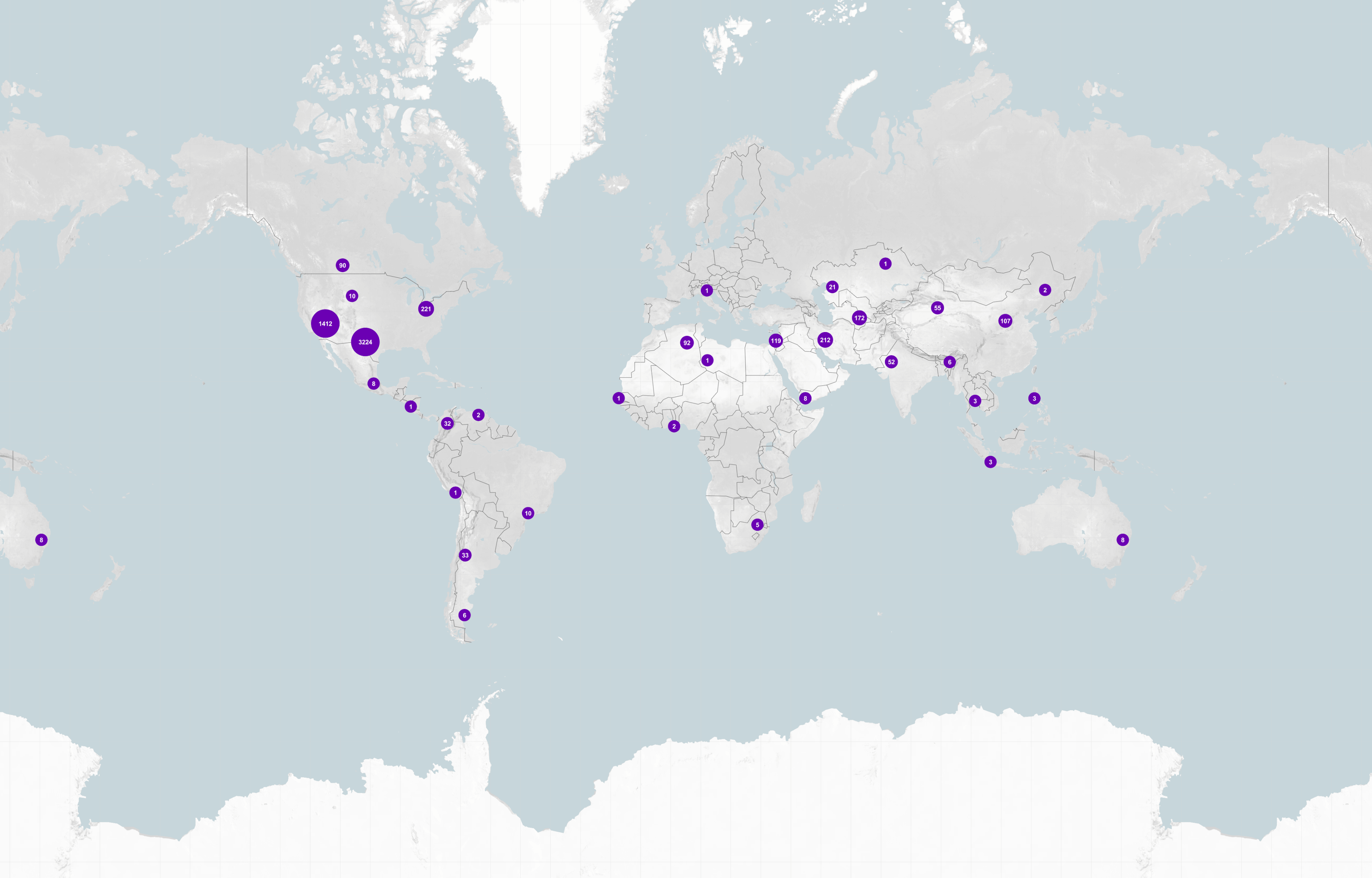 Image of Carbon Mapper data portal showing source clusters across the globe