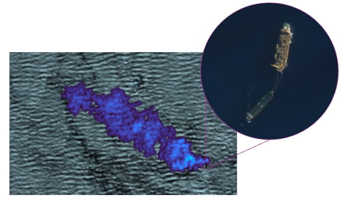 a methane plume offshore coming from a oil and gas drillships was detected using Tanager-1 data
