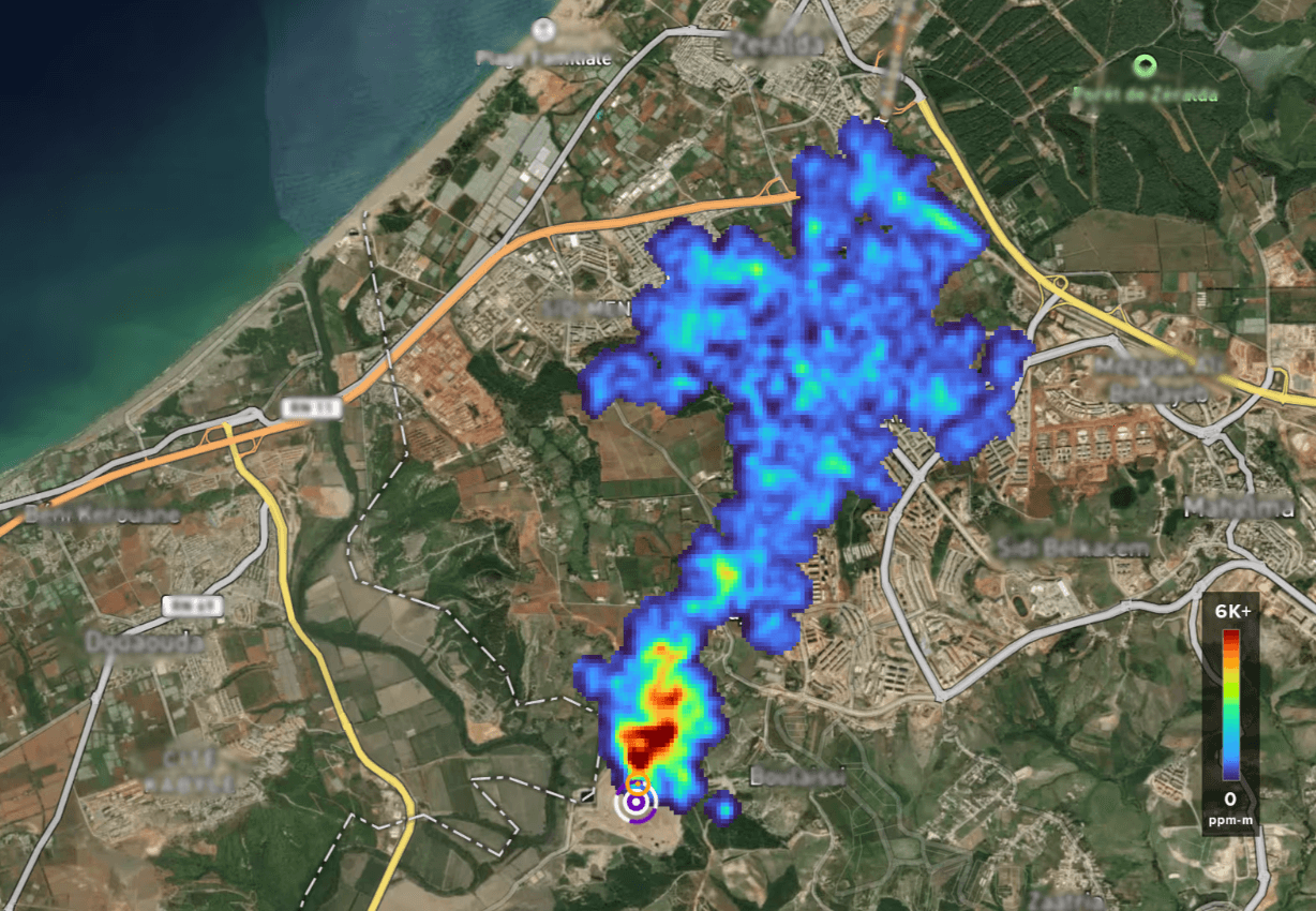 Waste methane plume