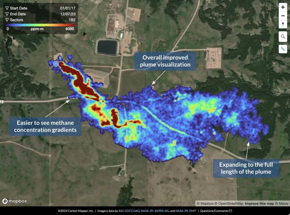 An overview of methane plume image enhancements now available on the Carbon Mapper Data Portal.