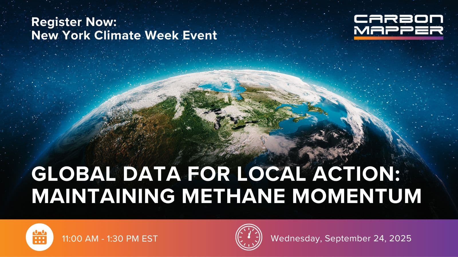an image with information about carbon mapper's 2025 nyc climate week event