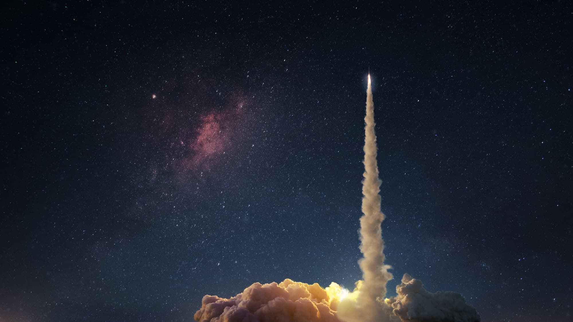 Image of rocket launching into the sky