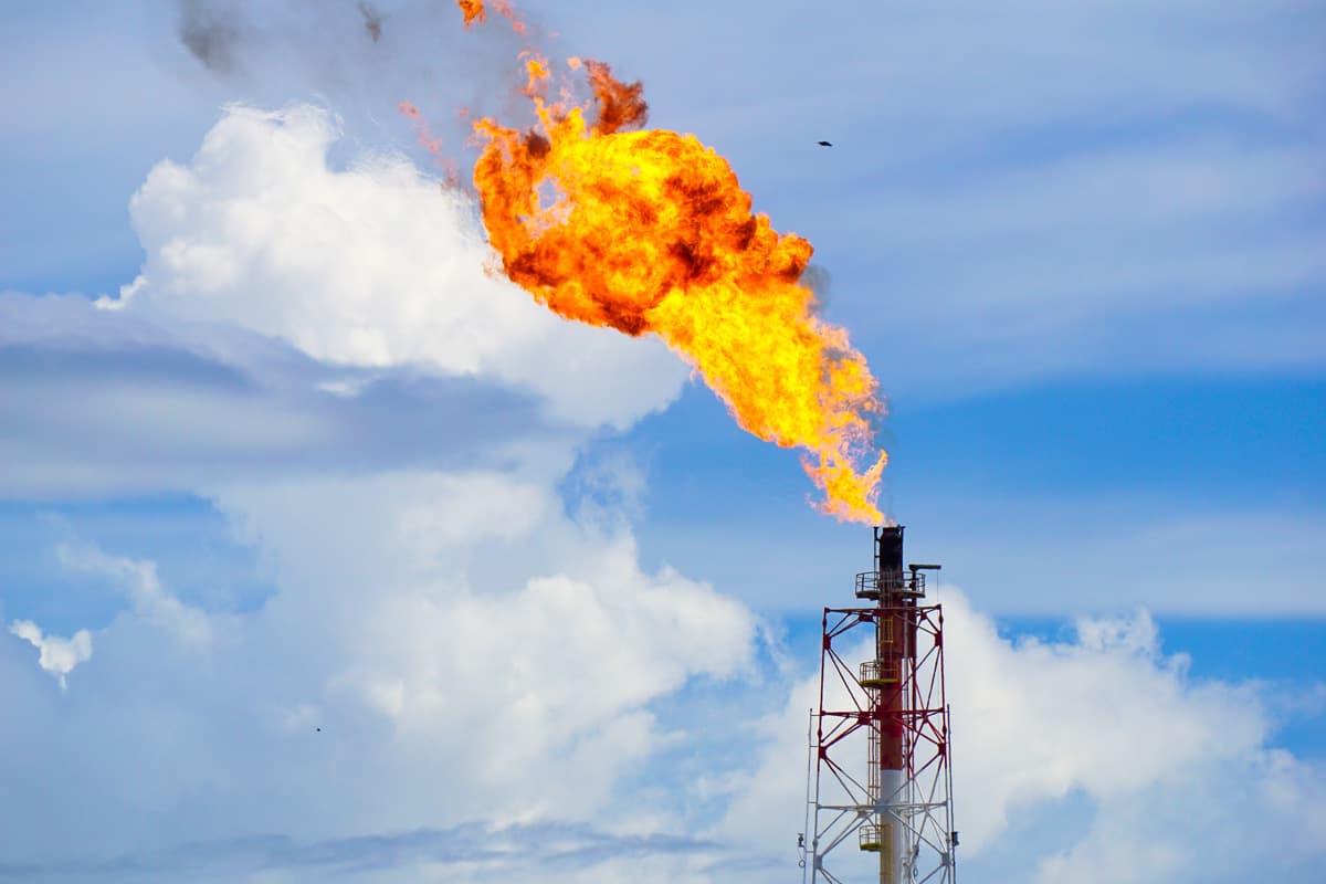 Image of gas flare at an oil refinery