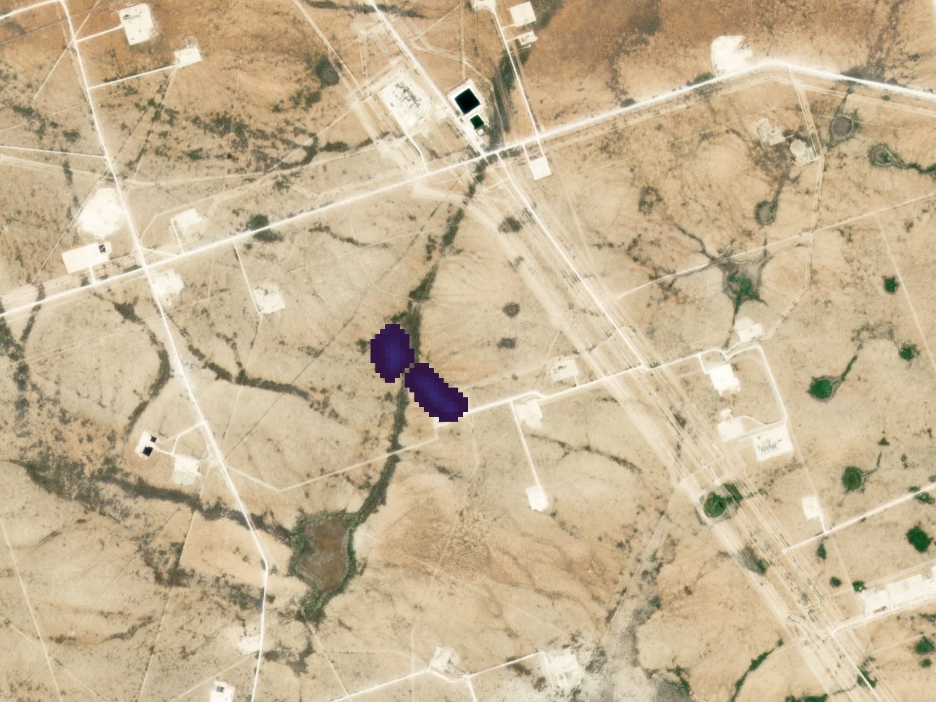 A satellite image from Tanager-2 shows a large oil and gas methane plume in the Texas Permian Basin